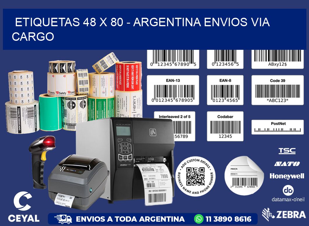 ETIQUETAS 48 x 80 - ARGENTINA ENVIOS VIA CARGO
