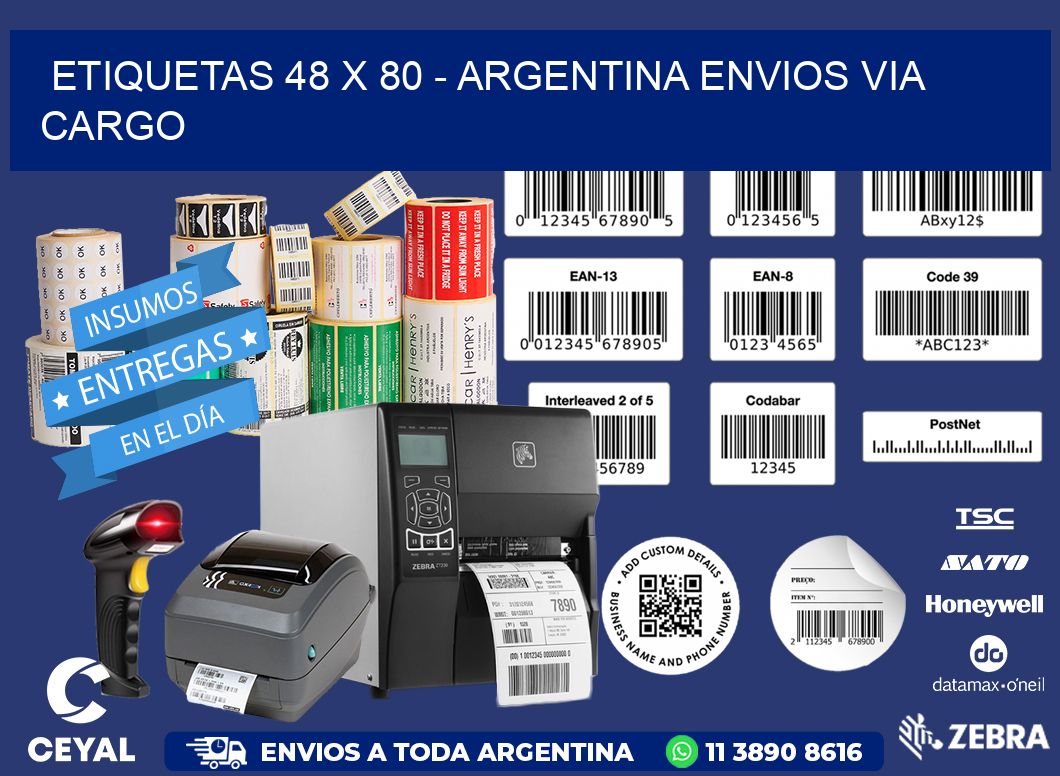 ETIQUETAS 48 x 80 - ARGENTINA ENVIOS VIA CARGO