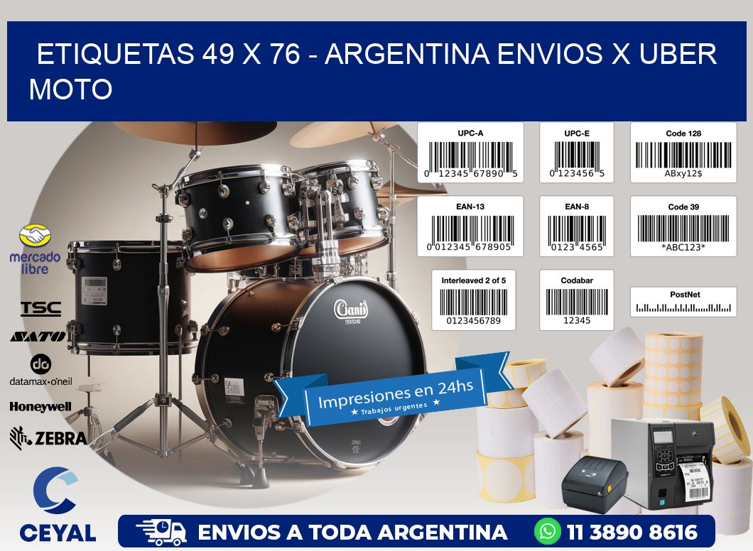 ETIQUETAS 49 x 76 - ARGENTINA ENVIOS X UBER MOTO