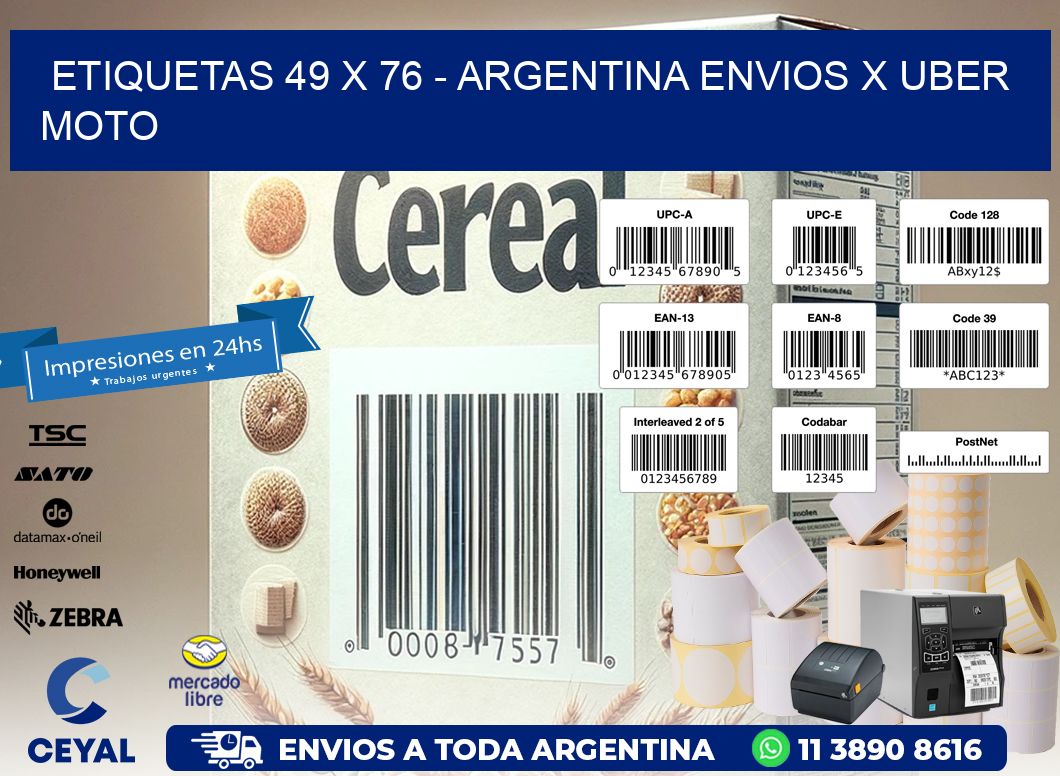 ETIQUETAS 49 x 76 - ARGENTINA ENVIOS X UBER MOTO