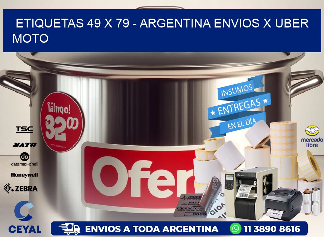 ETIQUETAS 49 x 79 - ARGENTINA ENVIOS X UBER MOTO