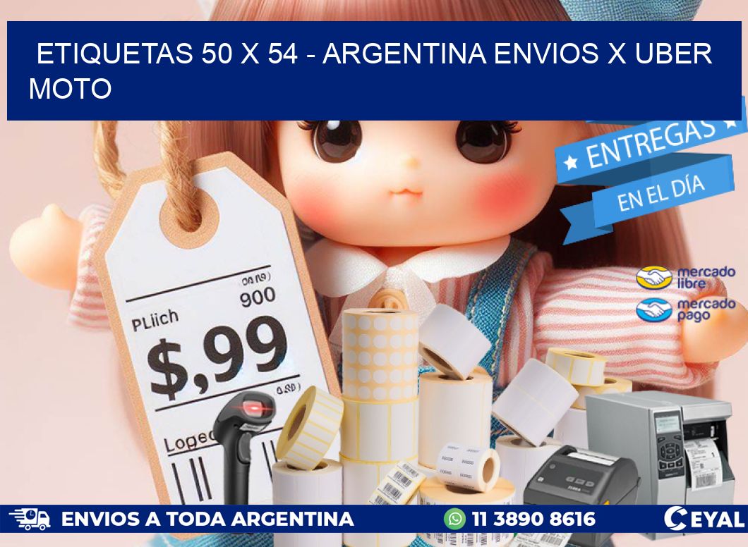 ETIQUETAS 50 x 54 - ARGENTINA ENVIOS X UBER MOTO