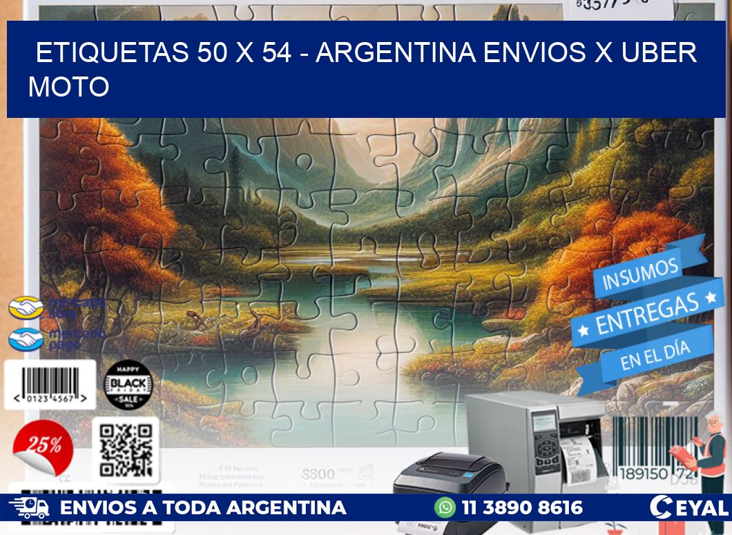 ETIQUETAS 50 x 54 - ARGENTINA ENVIOS X UBER MOTO