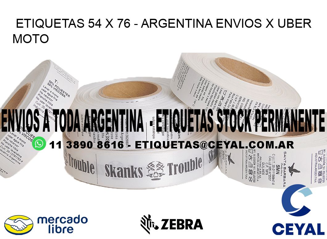ETIQUETAS 54 x 76 - ARGENTINA ENVIOS X UBER MOTO