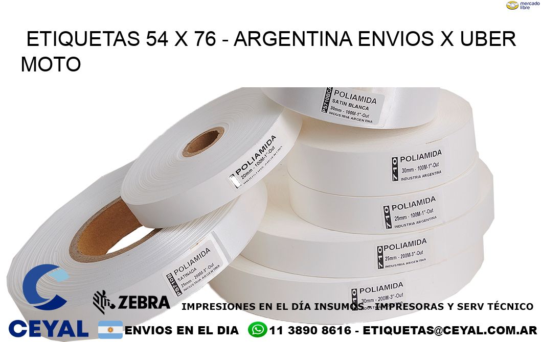 ETIQUETAS 54 x 76 - ARGENTINA ENVIOS X UBER MOTO