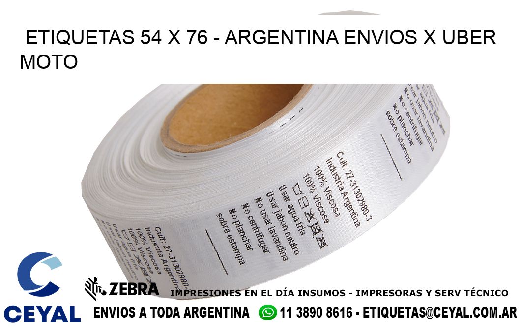 ETIQUETAS 54 x 76 - ARGENTINA ENVIOS X UBER MOTO