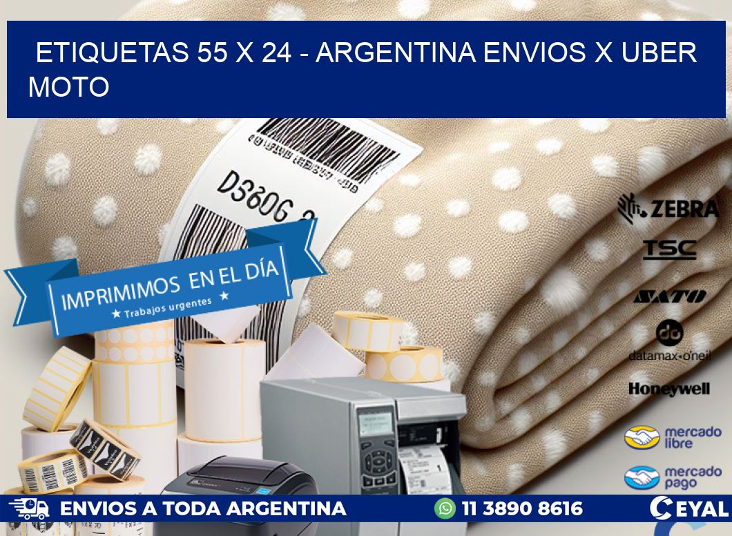 ETIQUETAS 55 x 24 - ARGENTINA ENVIOS X UBER MOTO