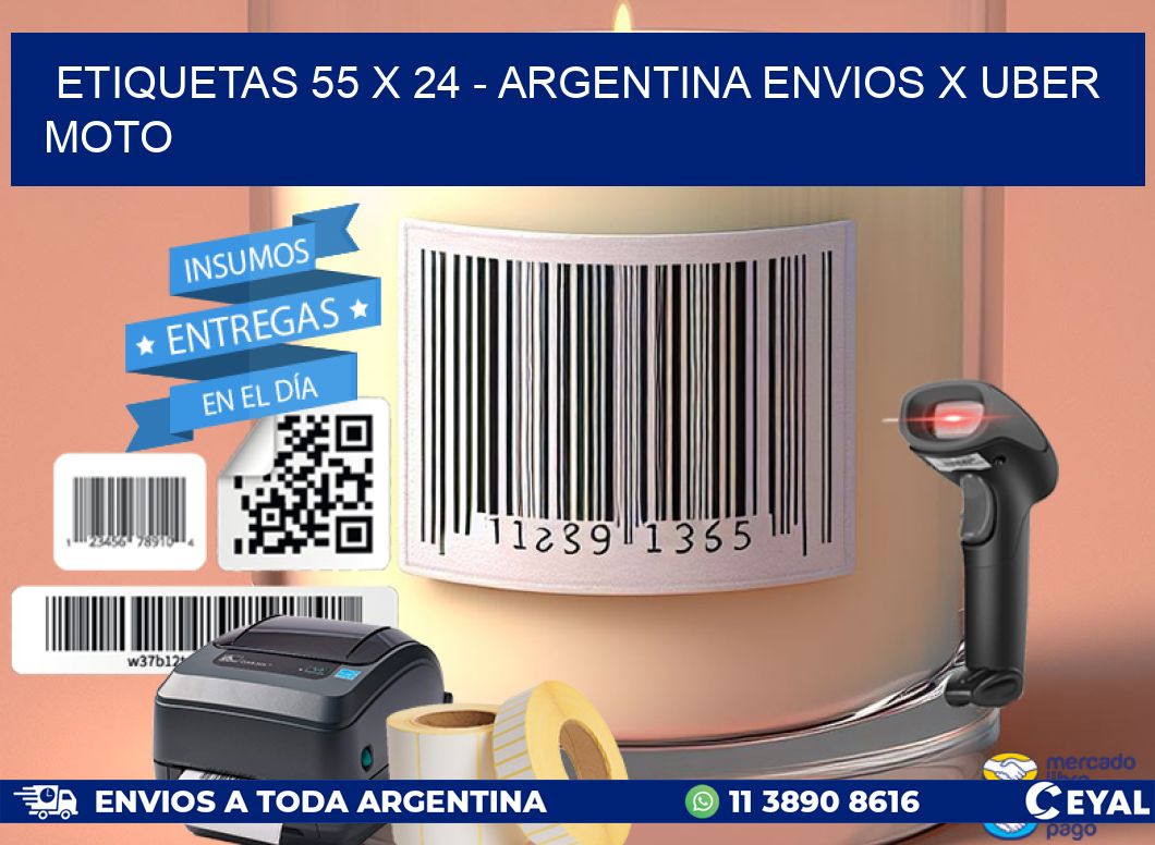 ETIQUETAS 55 x 24 - ARGENTINA ENVIOS X UBER MOTO