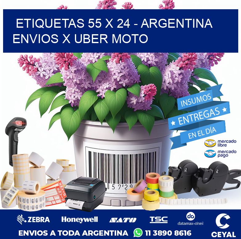 ETIQUETAS 55 x 24 - ARGENTINA ENVIOS X UBER MOTO