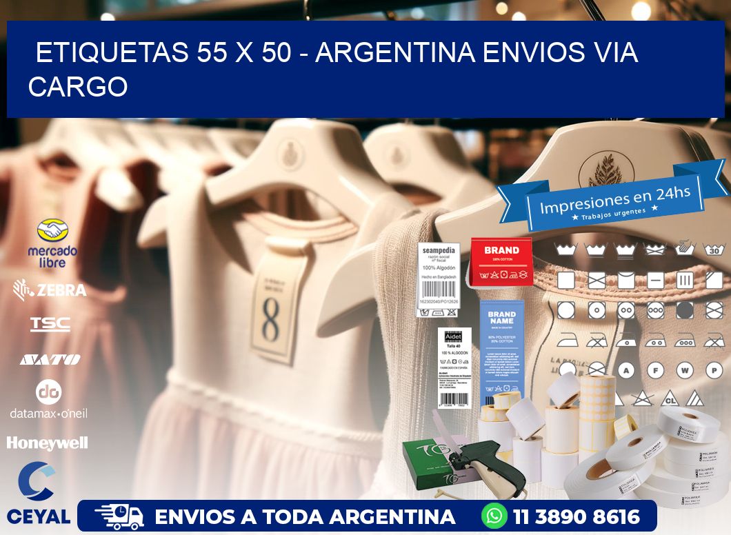 ETIQUETAS 55 x 50 - ARGENTINA ENVIOS VIA CARGO