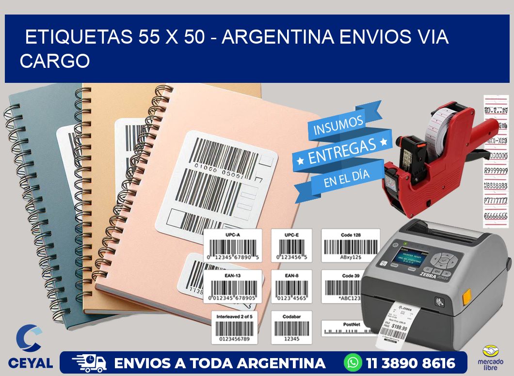 ETIQUETAS 55 x 50 - ARGENTINA ENVIOS VIA CARGO