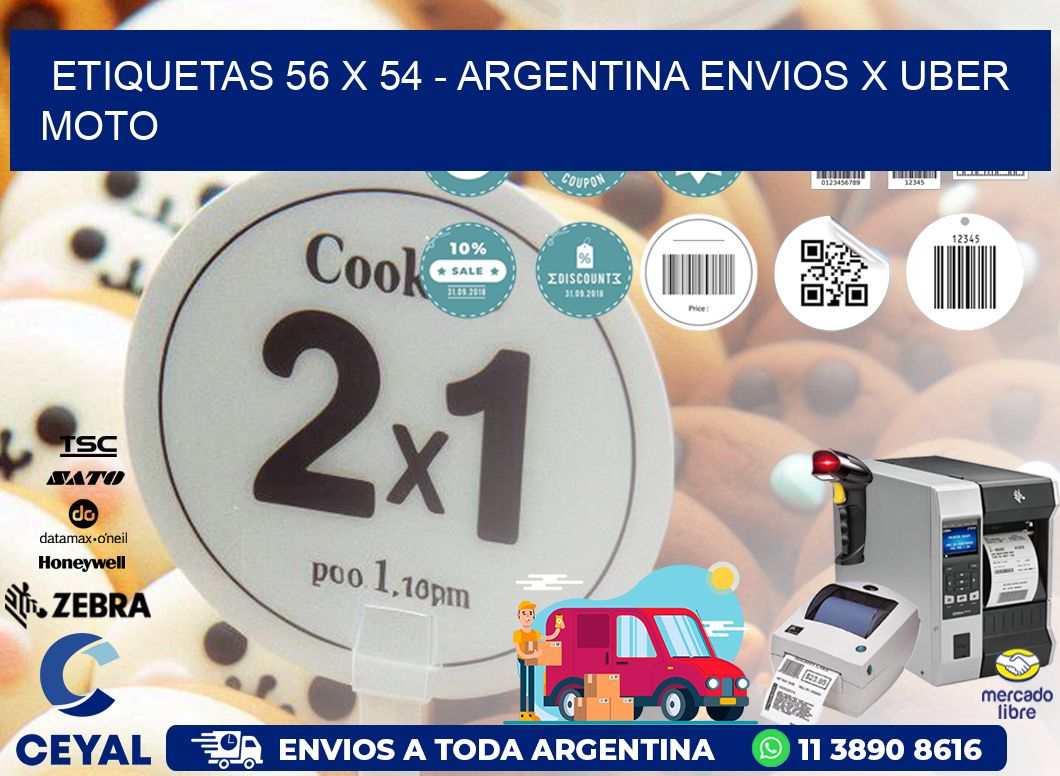 ETIQUETAS 56 x 54 - ARGENTINA ENVIOS X UBER MOTO