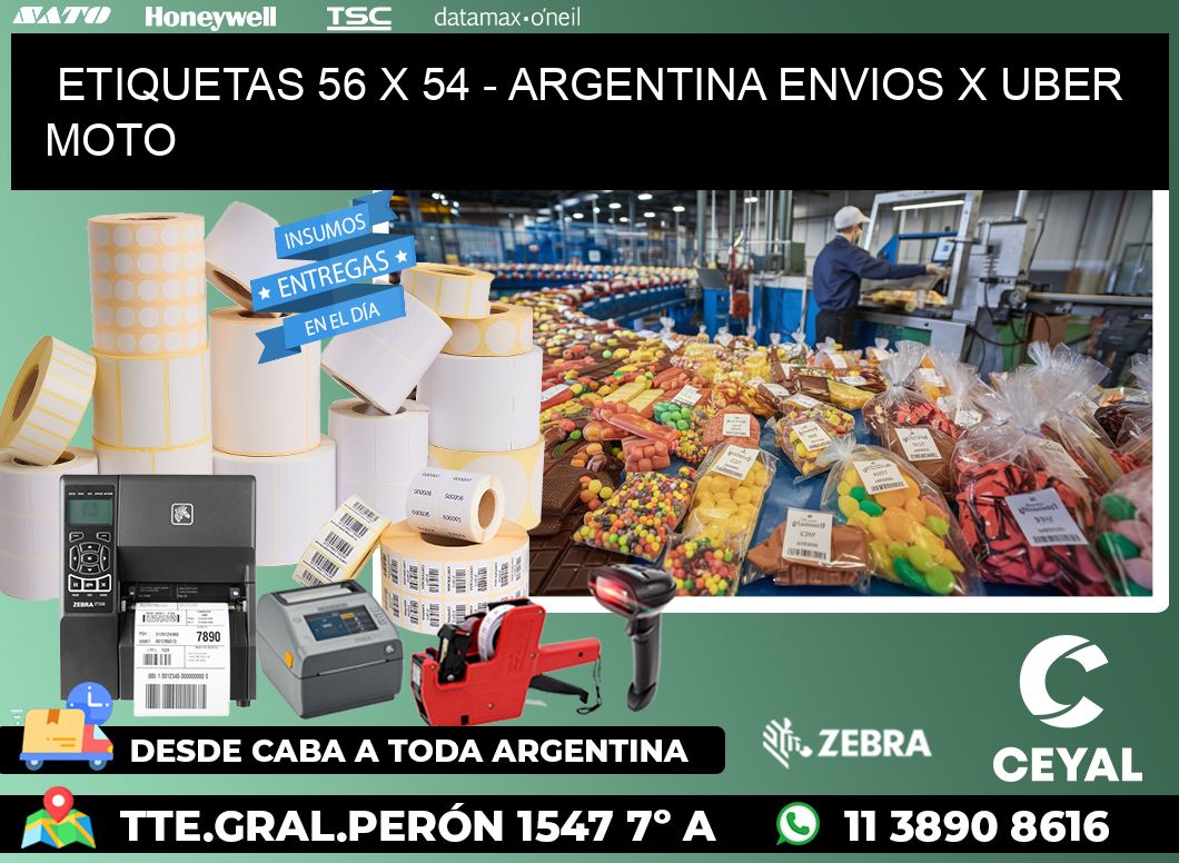 ETIQUETAS 56 x 54 - ARGENTINA ENVIOS X UBER MOTO