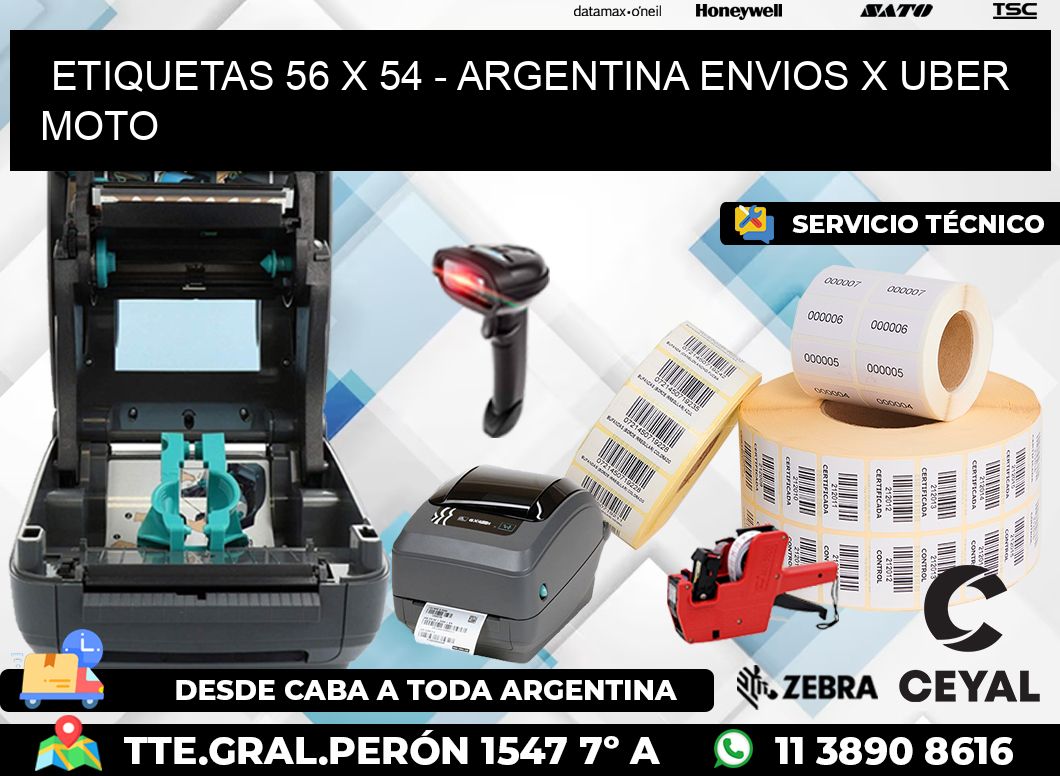 ETIQUETAS 56 x 54 - ARGENTINA ENVIOS X UBER MOTO