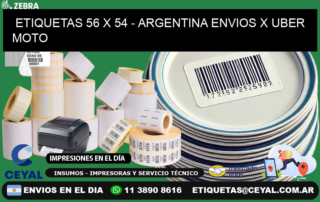 ETIQUETAS 56 x 54 - ARGENTINA ENVIOS X UBER MOTO