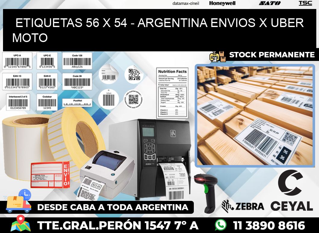 ETIQUETAS 56 x 54 – ARGENTINA ENVIOS X UBER MOTO