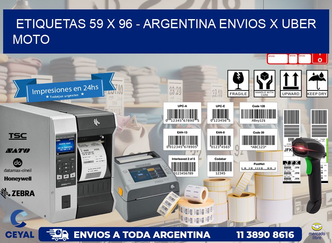 ETIQUETAS 59 x 96 - ARGENTINA ENVIOS X UBER MOTO