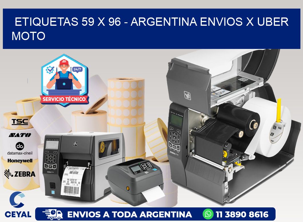 ETIQUETAS 59 x 96 - ARGENTINA ENVIOS X UBER MOTO