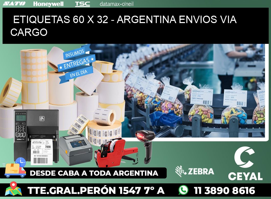 ETIQUETAS 60 x 32 - ARGENTINA ENVIOS VIA CARGO