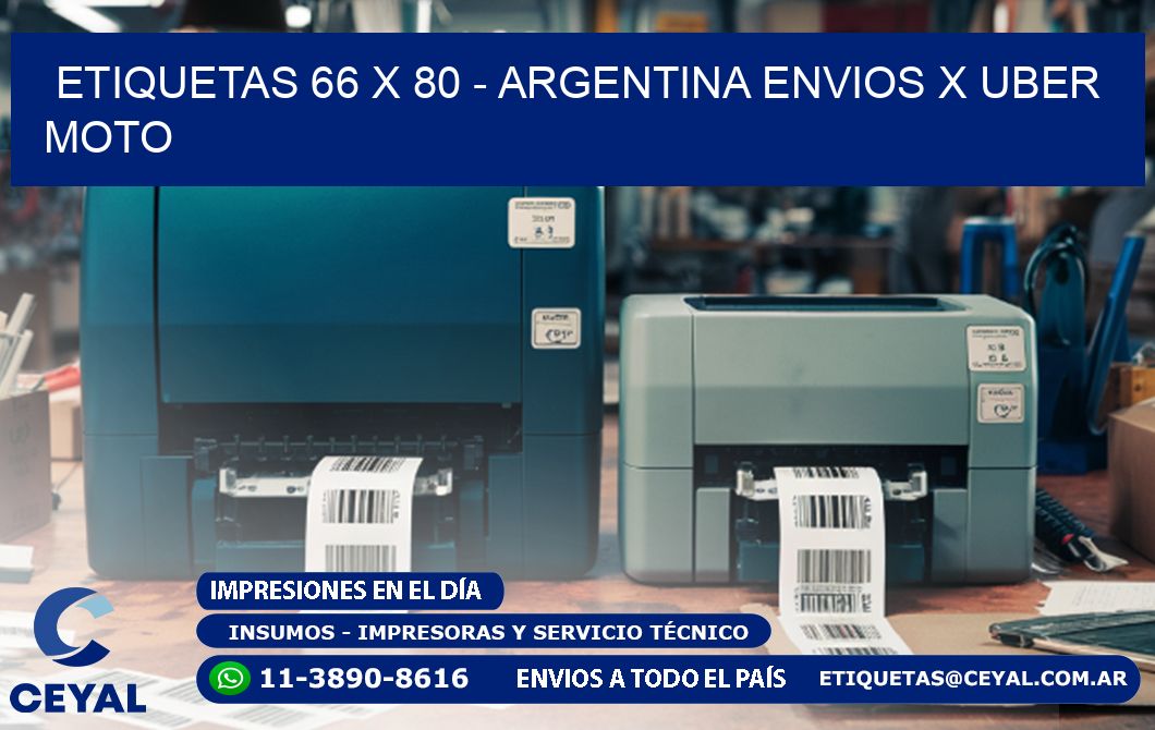 ETIQUETAS 66 x 80 - ARGENTINA ENVIOS X UBER MOTO