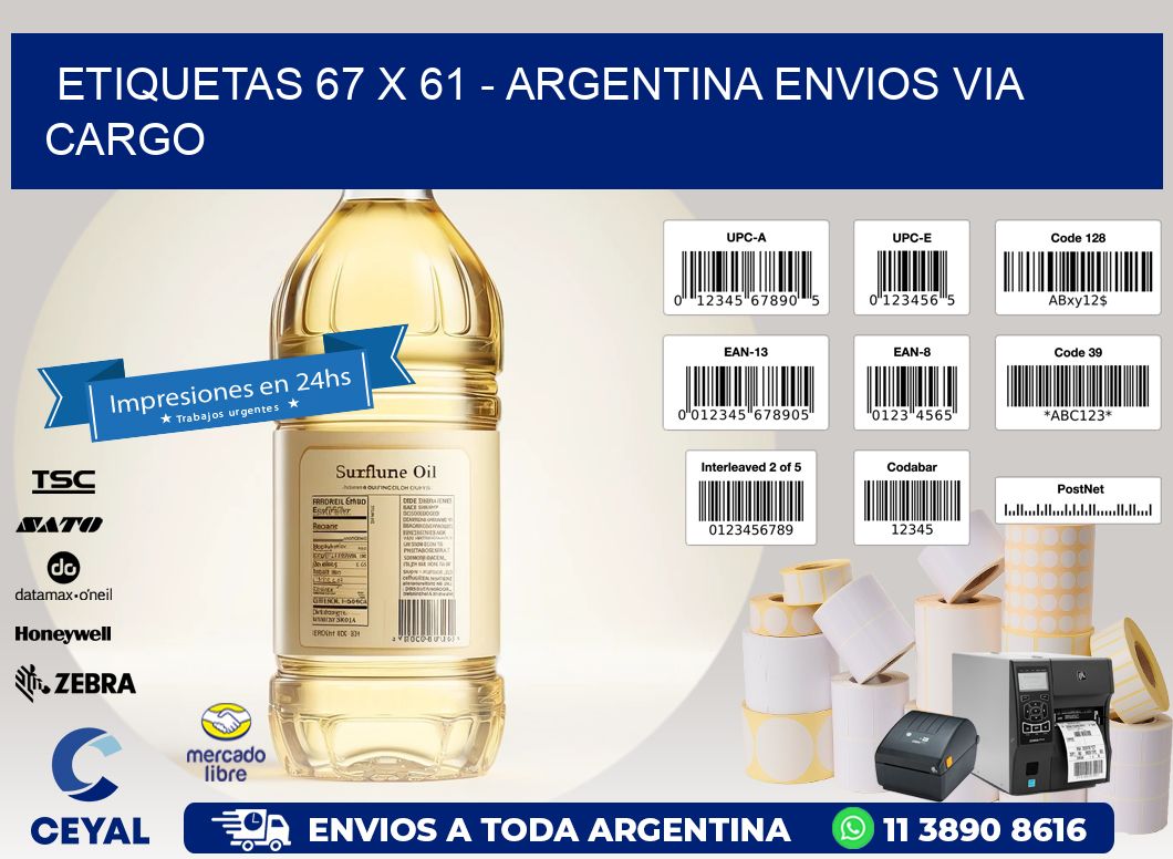 ETIQUETAS 67 x 61 - ARGENTINA ENVIOS VIA CARGO