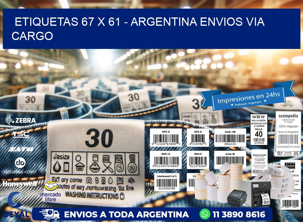 ETIQUETAS 67 x 61 - ARGENTINA ENVIOS VIA CARGO