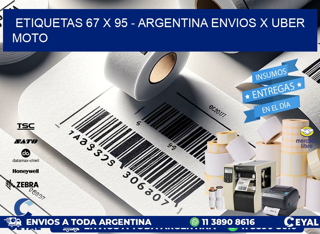 ETIQUETAS 67 x 95 - ARGENTINA ENVIOS X UBER MOTO