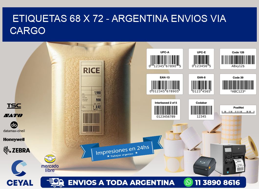 ETIQUETAS 68 x 72 - ARGENTINA ENVIOS VIA CARGO