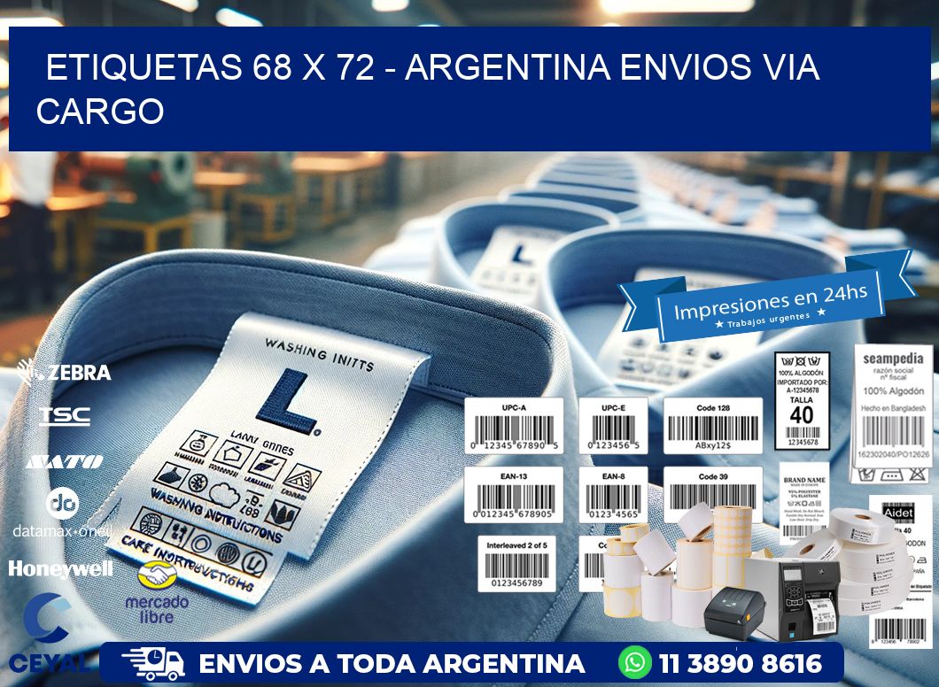 ETIQUETAS 68 x 72 - ARGENTINA ENVIOS VIA CARGO