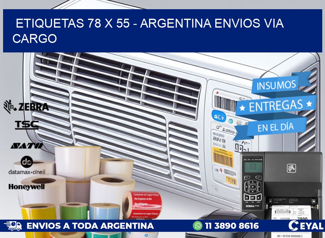 ETIQUETAS 78 x 55 - ARGENTINA ENVIOS VIA CARGO