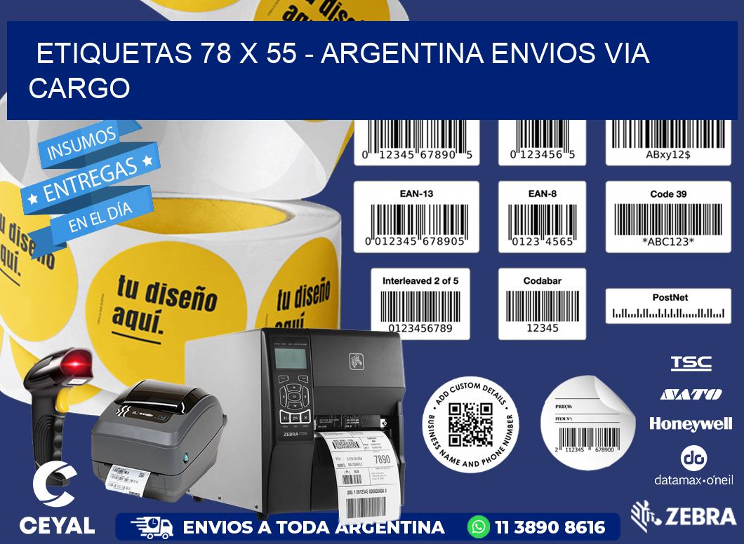 ETIQUETAS 78 x 55 - ARGENTINA ENVIOS VIA CARGO