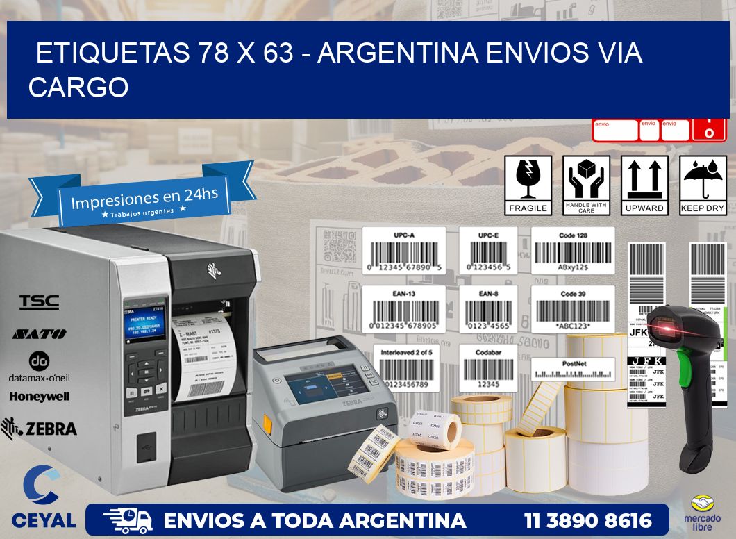 ETIQUETAS 78 x 63 - ARGENTINA ENVIOS VIA CARGO