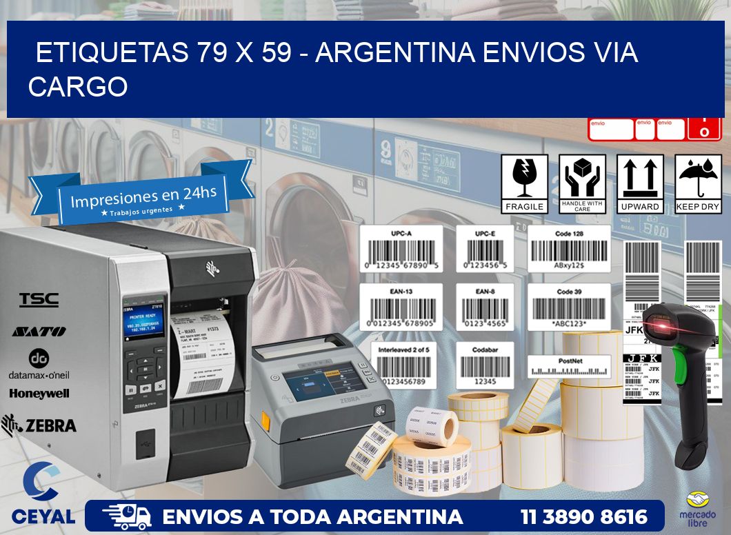 ETIQUETAS 79 x 59 - ARGENTINA ENVIOS VIA CARGO