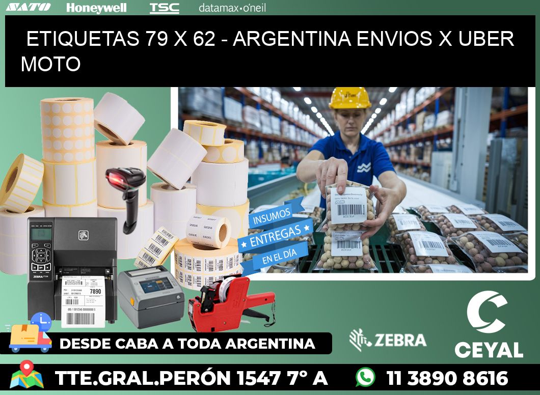 ETIQUETAS 79 x 62 - ARGENTINA ENVIOS X UBER MOTO