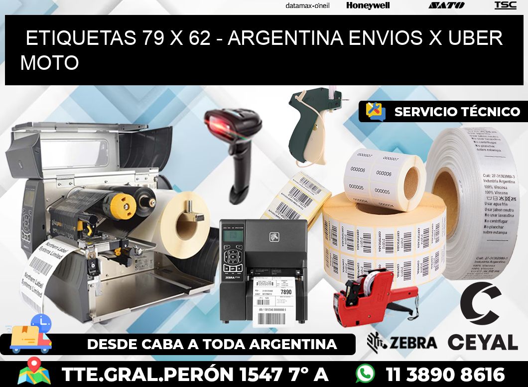 ETIQUETAS 79 x 62 - ARGENTINA ENVIOS X UBER MOTO