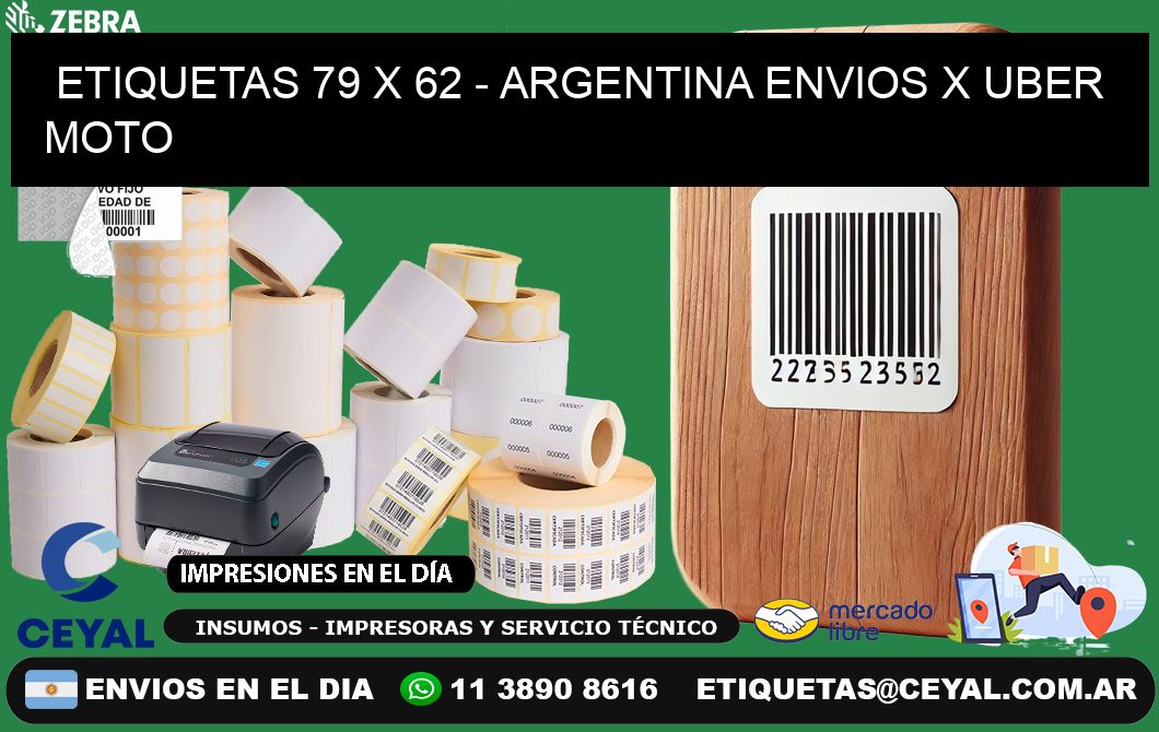 ETIQUETAS 79 x 62 - ARGENTINA ENVIOS X UBER MOTO