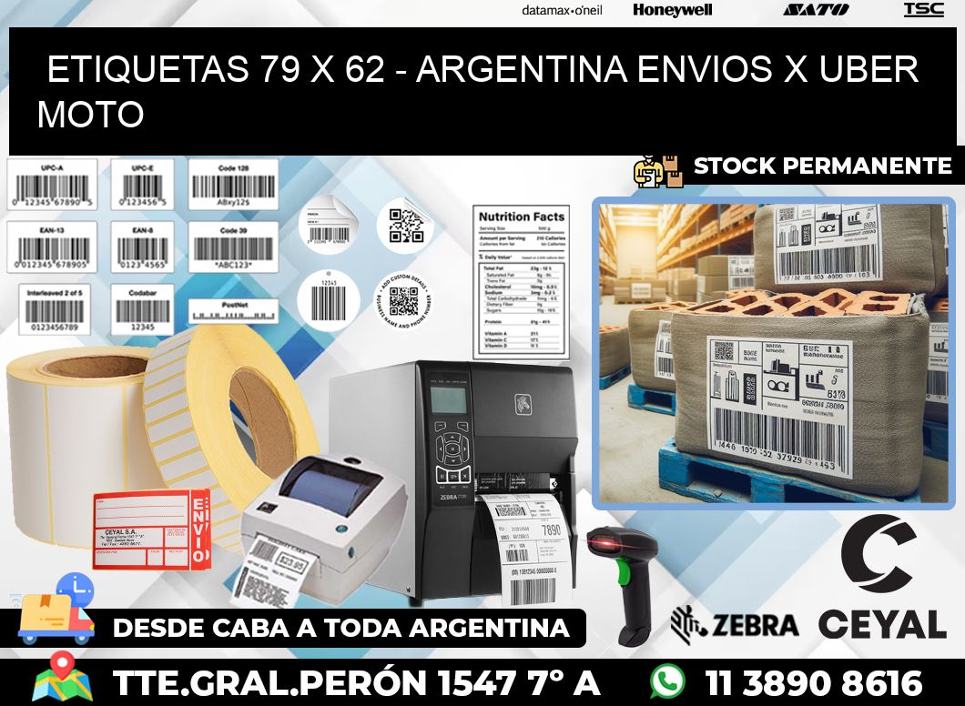ETIQUETAS 79 x 62 – ARGENTINA ENVIOS X UBER MOTO