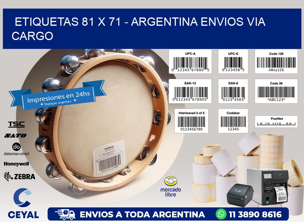 ETIQUETAS 81 x 71 - ARGENTINA ENVIOS VIA CARGO