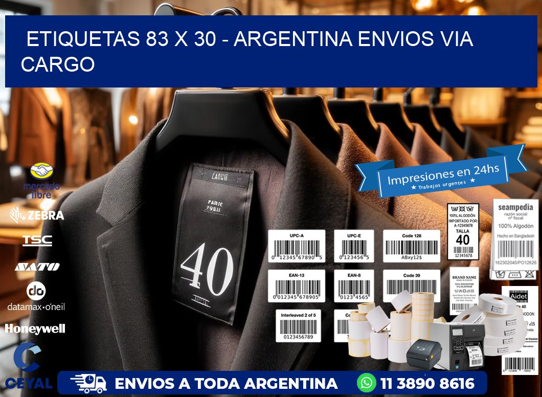 ETIQUETAS 83 x 30 - ARGENTINA ENVIOS VIA CARGO