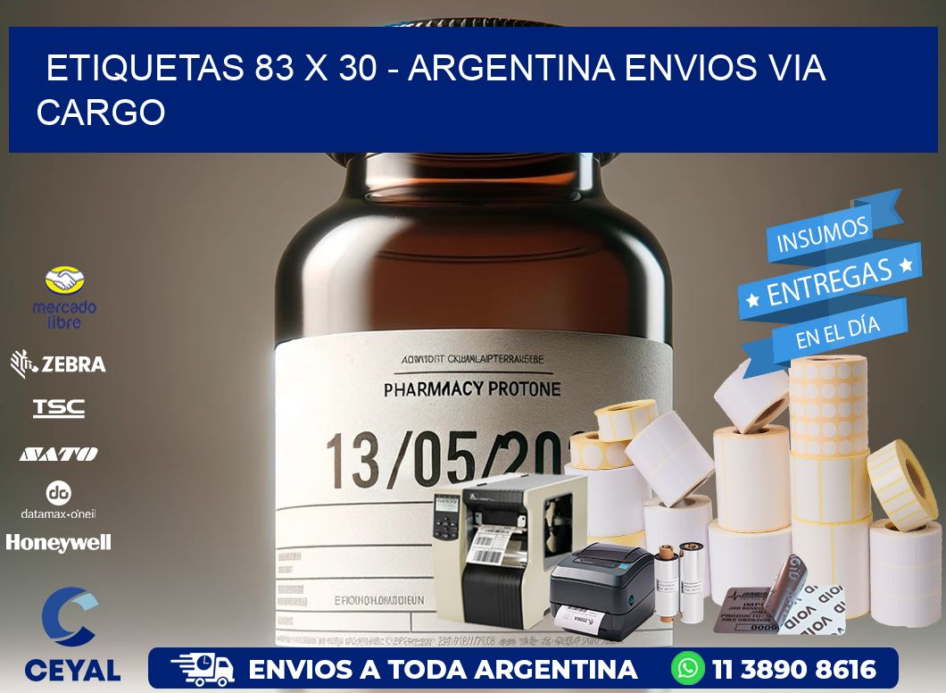ETIQUETAS 83 x 30 – ARGENTINA ENVIOS VIA CARGO