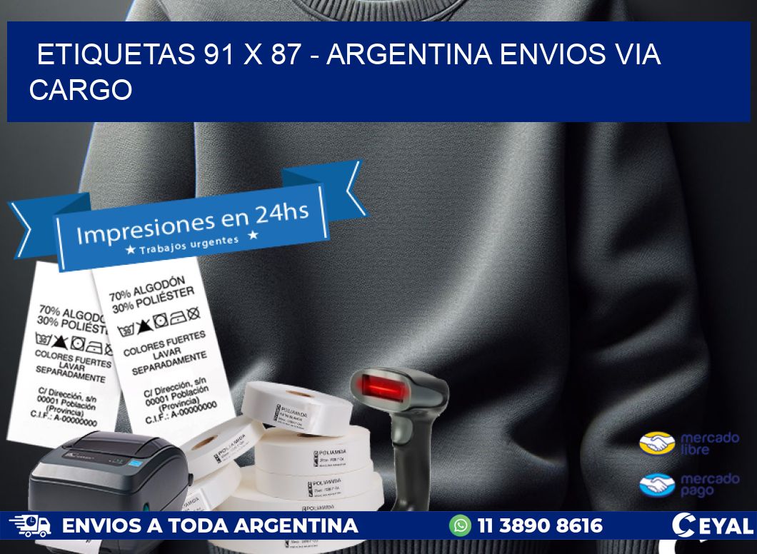 ETIQUETAS 91 x 87 - ARGENTINA ENVIOS VIA CARGO