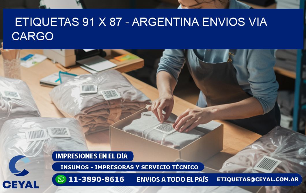 ETIQUETAS 91 x 87 - ARGENTINA ENVIOS VIA CARGO