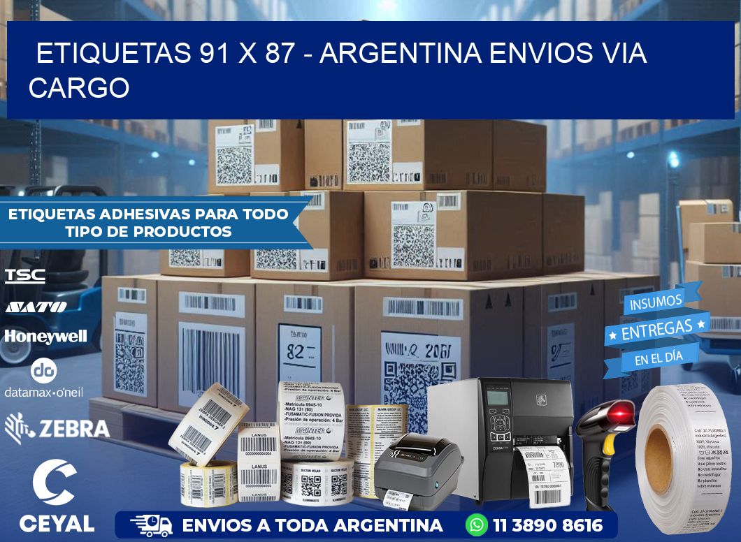 ETIQUETAS 91 x 87 – ARGENTINA ENVIOS VIA CARGO