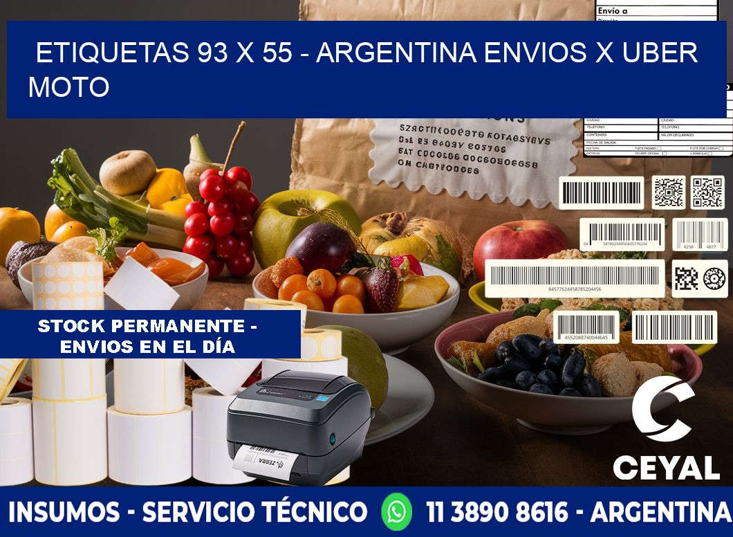 ETIQUETAS 93 x 55 - ARGENTINA ENVIOS X UBER MOTO