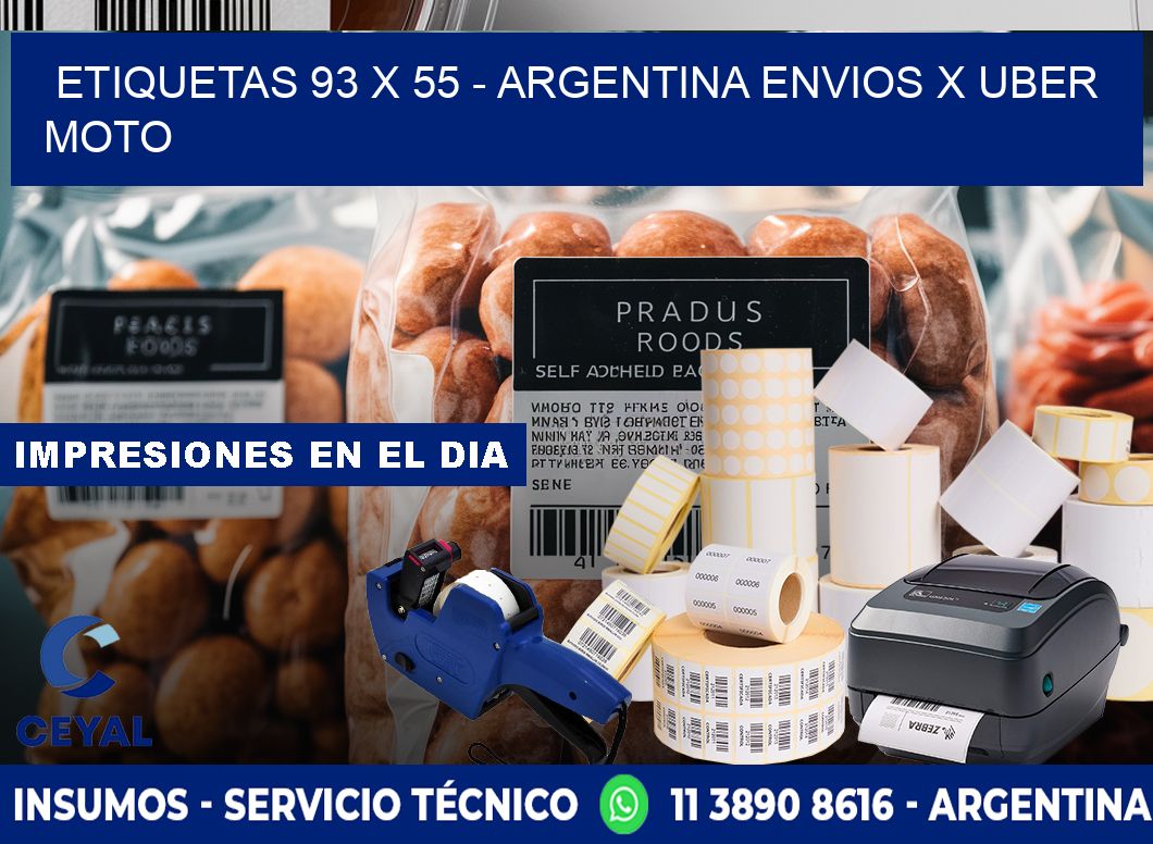 ETIQUETAS 93 x 55 - ARGENTINA ENVIOS X UBER MOTO