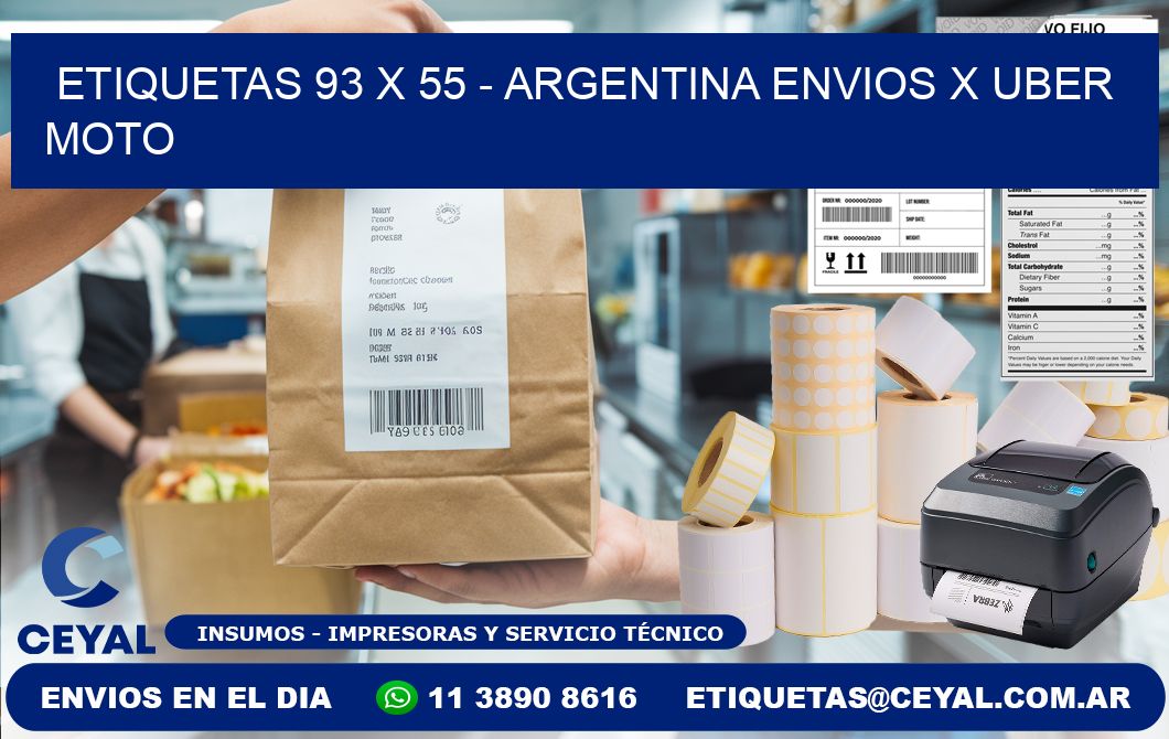 ETIQUETAS 93 x 55 - ARGENTINA ENVIOS X UBER MOTO
