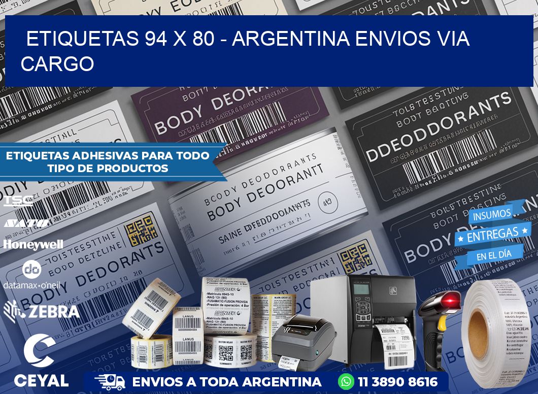 ETIQUETAS 94 x 80 - ARGENTINA ENVIOS VIA CARGO