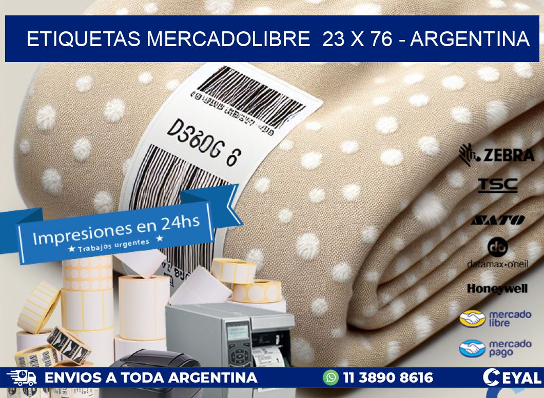 ETIQUETAS MERCADOLIBRE 23 x 76 - ARGENTINA