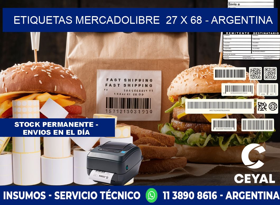 ETIQUETAS MERCADOLIBRE 27 x 68 - ARGENTINA
