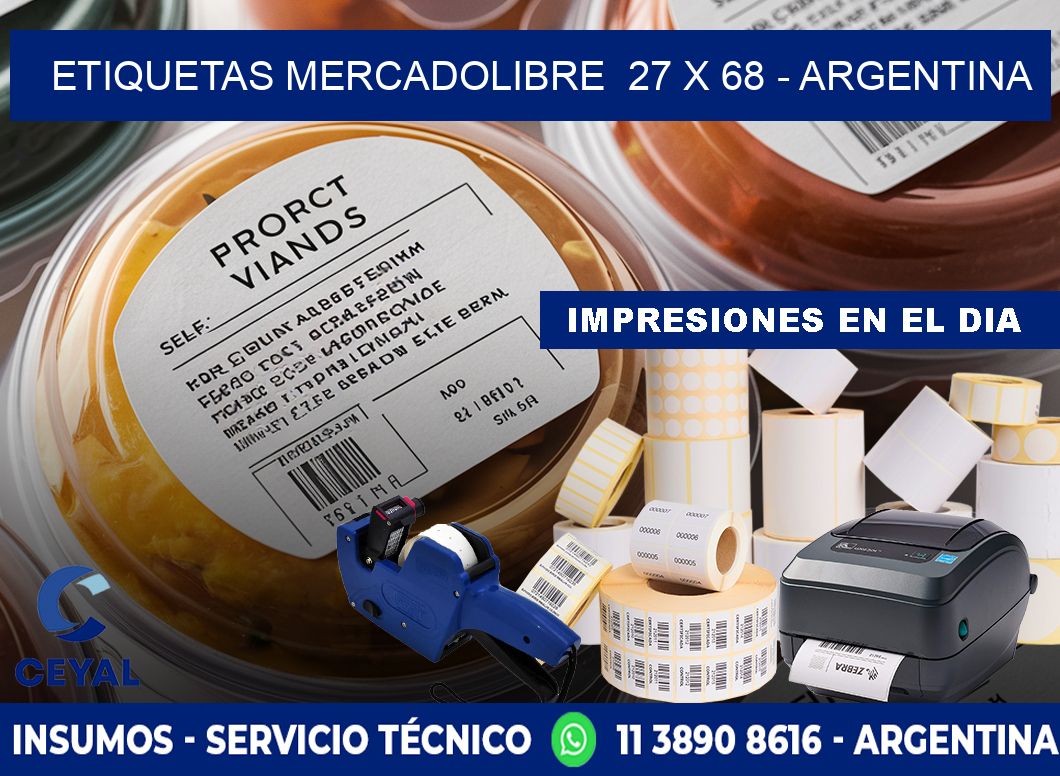 ETIQUETAS MERCADOLIBRE 27 x 68 - ARGENTINA